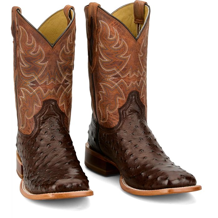 Men's Tony Lana Chocolate Blaine 11" Ostrich Square Toe Boot RN3572