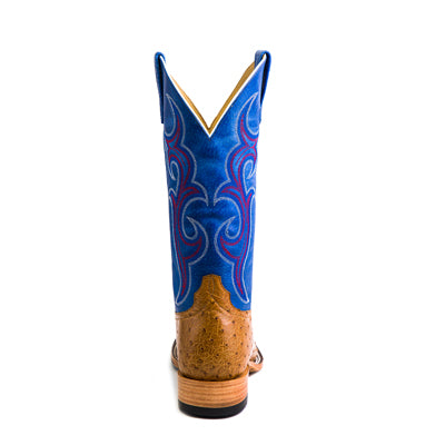 Men's Top Hand Antique Saddle Full Quill Ostrich with 13" Blue Sinsation Top HP8005 - Crazy House Western Wear