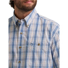Men's Wrangler Blue Steel Plaid George Strait Short Sleeve Button Down Shirt 112374606