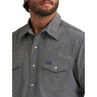 Men's Wrangler Cowboy Cut Short Sleeve Western Snap Chambray Work Shirt 112374841