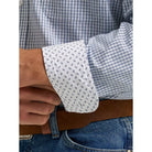 Men's Wrangler® George Strait™ Baby Blue Check Long Sleeve Button Down Two Pocket Shirt 112374605