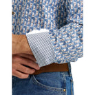 Men's Wrangler® George Strait™ Baby Blue Paisley Long Sleeve Button Down Two Pocket Shirt 112374583