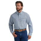 Men's Wrangler® George Strait™ Baby Blue Paisley Long Sleeve Button Down Two Pocket Shirt 112374583