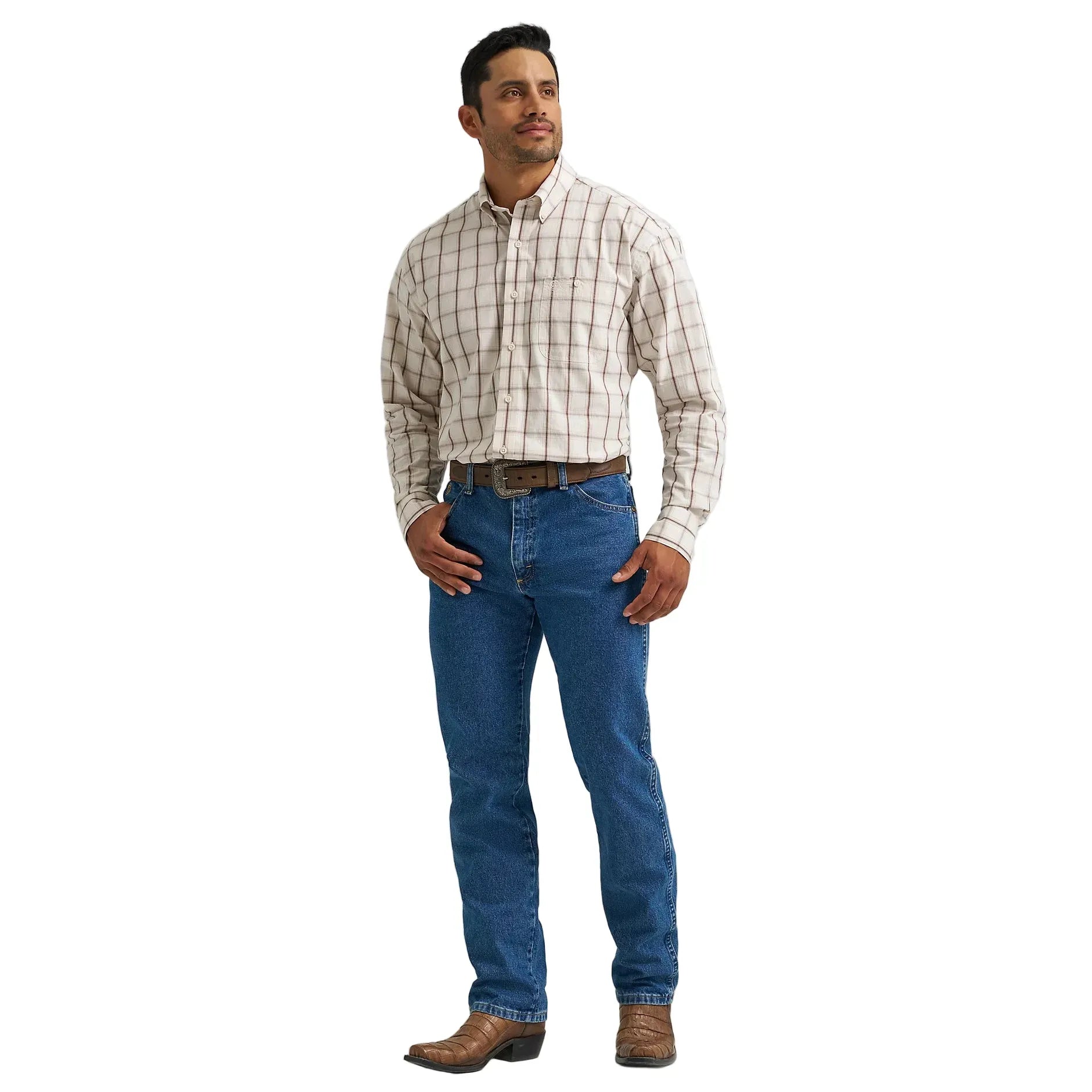 Men's Wrangler George Strait Long Sleeve Button Down One Pocket Shirt 112368227