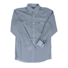 Men's Wrangler George Strait Long Sleeve Gray Geo Print Button Up 112379024