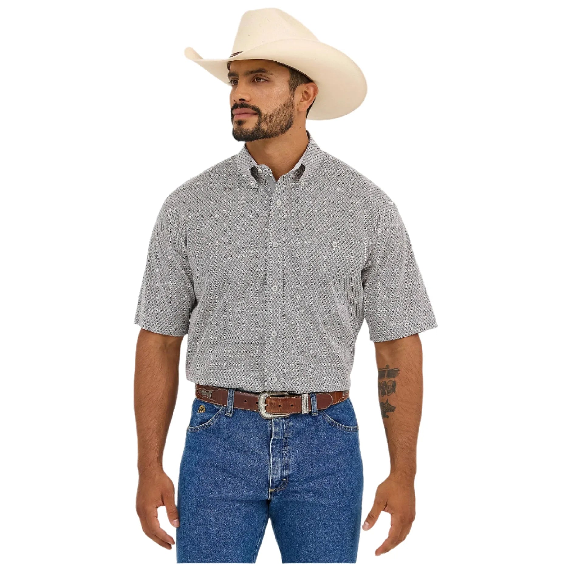 Men's Wrangler George Strait™ Short Sleeve One Pocket Button Down Shirt 112365410 - Crazy House Western Wear