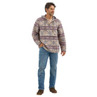 Men's Wrangler Jacquard Quarter Zip Hooded Popover Jacket112368214