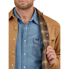Men's Wrangler Long Sleeve Flannel Lined Solid Work Shirt 112367726