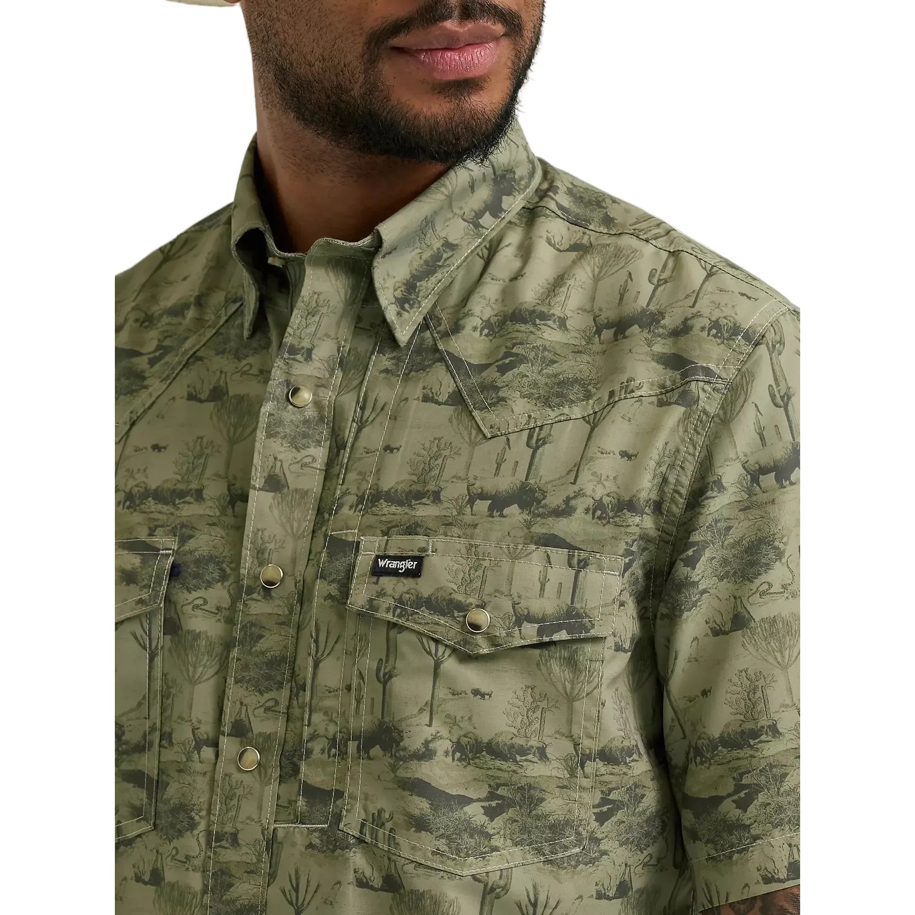 Men's Wrangler Olivine Printed Performance Shirt 112375130