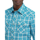 Men's Wrangler Retro® Deep Sea Long Sleeve Sawtooth Snap Pocket Western Shirt 112374744