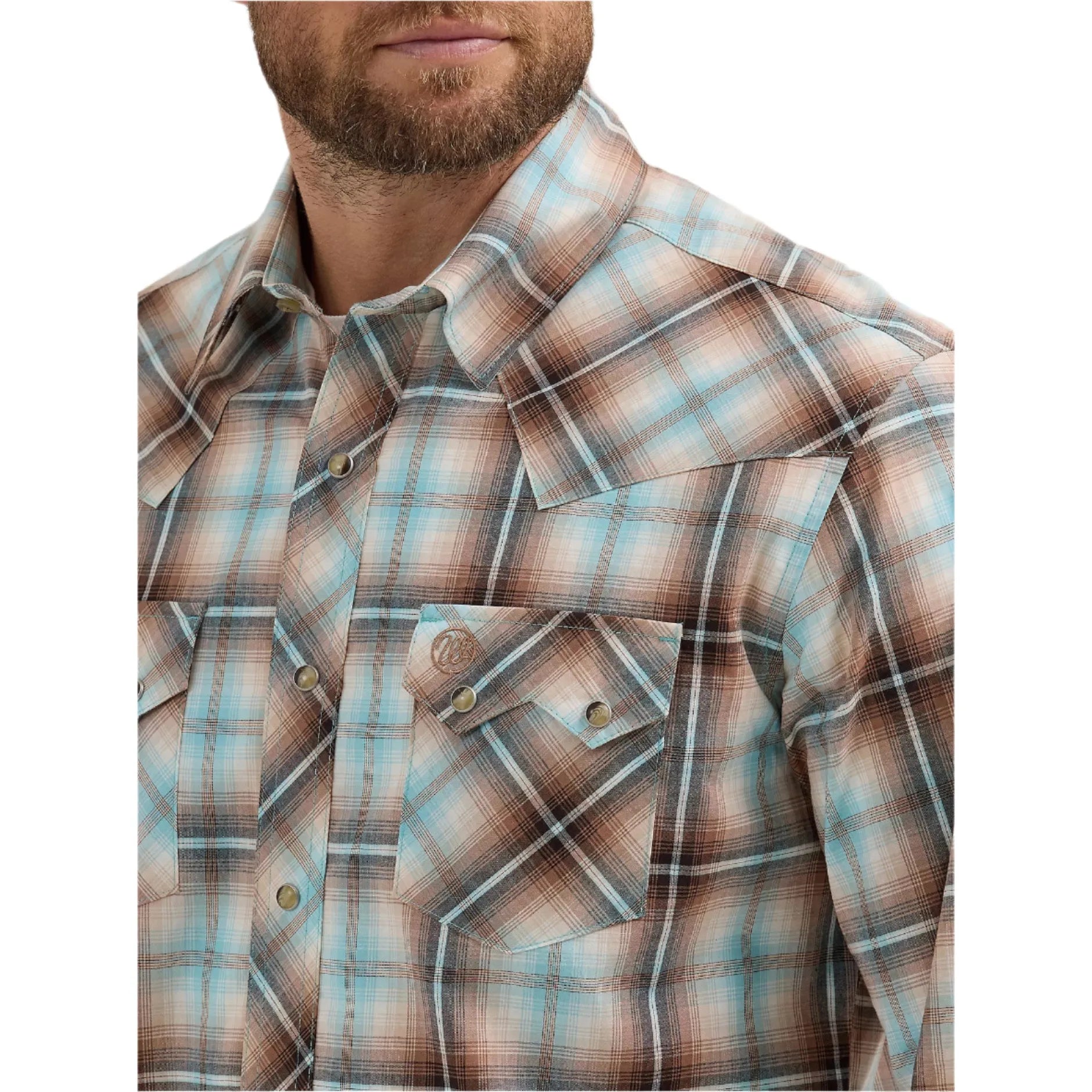 Men's Wrangler Retro® Long Sleeve Sawtooth Snap Pocket Western Shirt 112365896 - Crazy House Western Wear