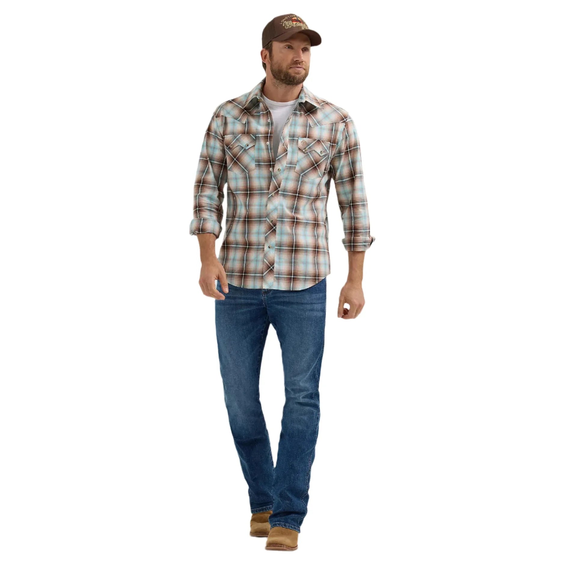 Men's Wrangler Retro® Long Sleeve Sawtooth Snap Pocket Western Shirt 112365896 - Crazy House Western Wear