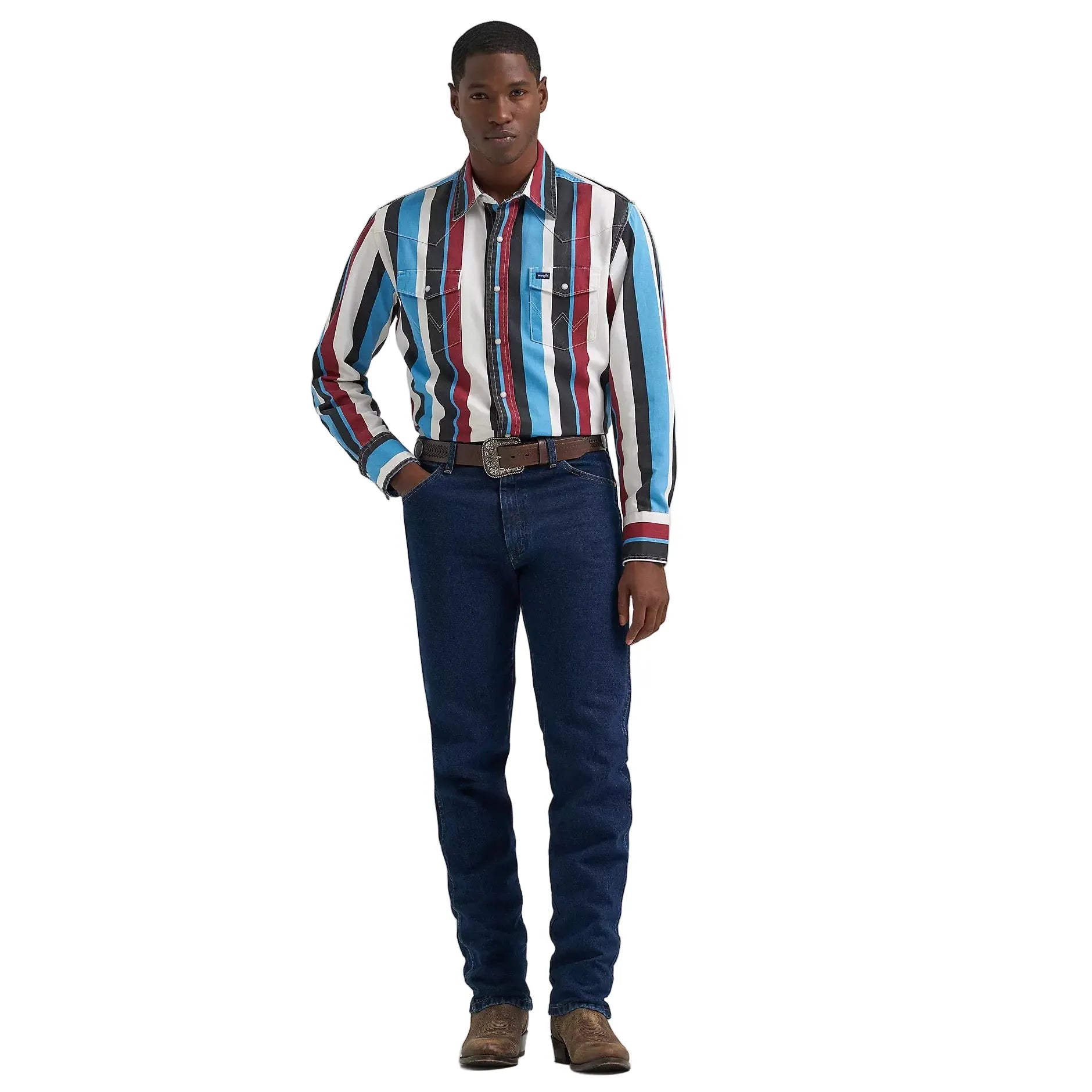 Men's Wrangler Vintage-Inspired Brushpopper Western Snap Work Shirt 112374804