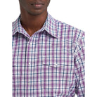 Men's Wrangler Violet Wrinkle Resist Long Sleeve Western Snap Plaid Shirt 112374877