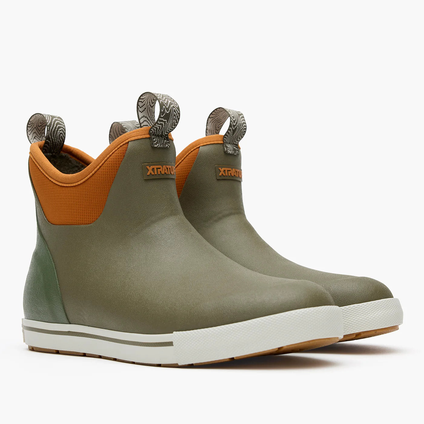 Men's XTRATUF Camp Fleece Lined Dark Olive/Spice  6 Inch Ankle Deck Boot XMADBC30