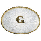 Montana Silversmith Initial G Silver Engraved Gold Trim Western Belt Buckle 700G