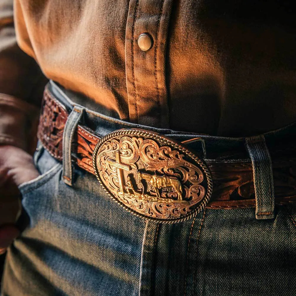 Montana Silversmiths Tri-tone Christian Cowboy Attitude Buckle A1005