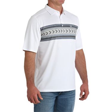 Men's Cinch Geometric Print Polo - White MTK1863047 - Crazy House Western Wear
