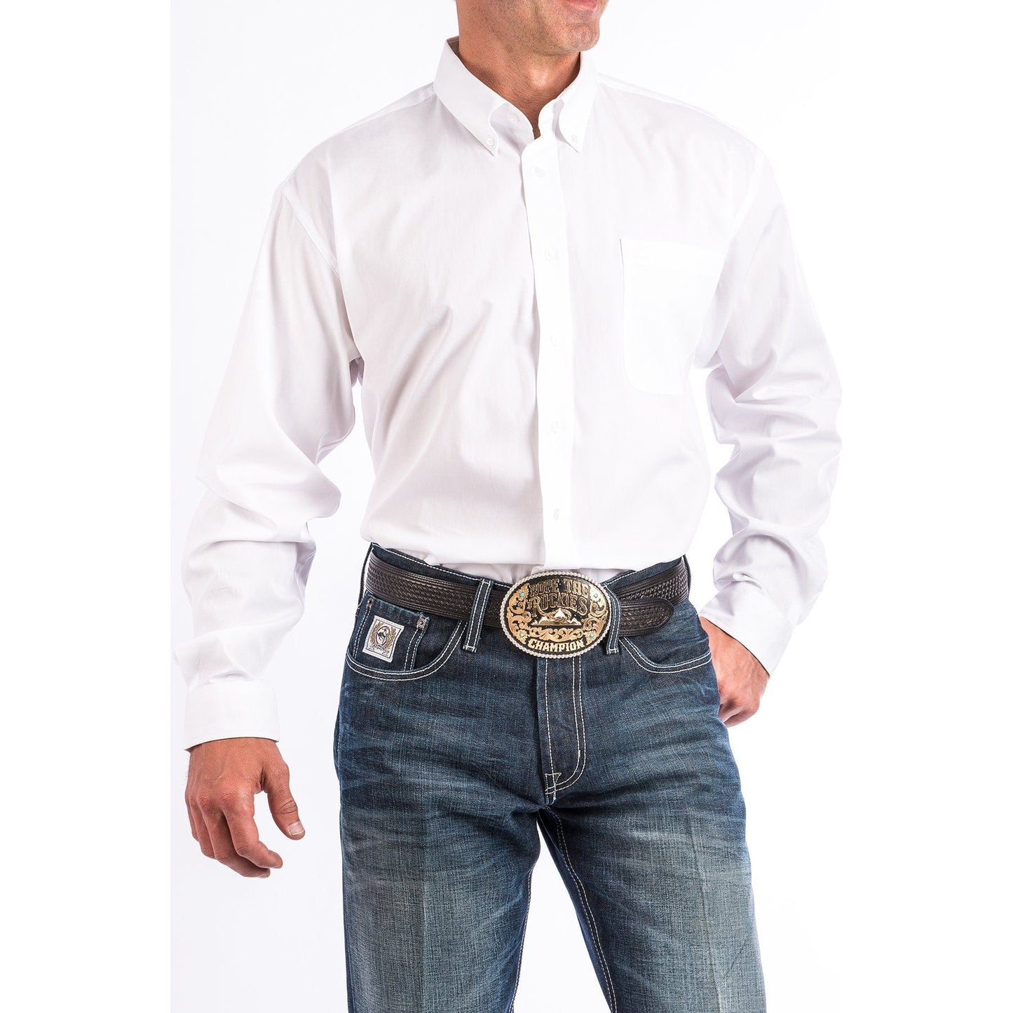 Cinch White Button-Down Western Shirt - Crazy House Western Wear