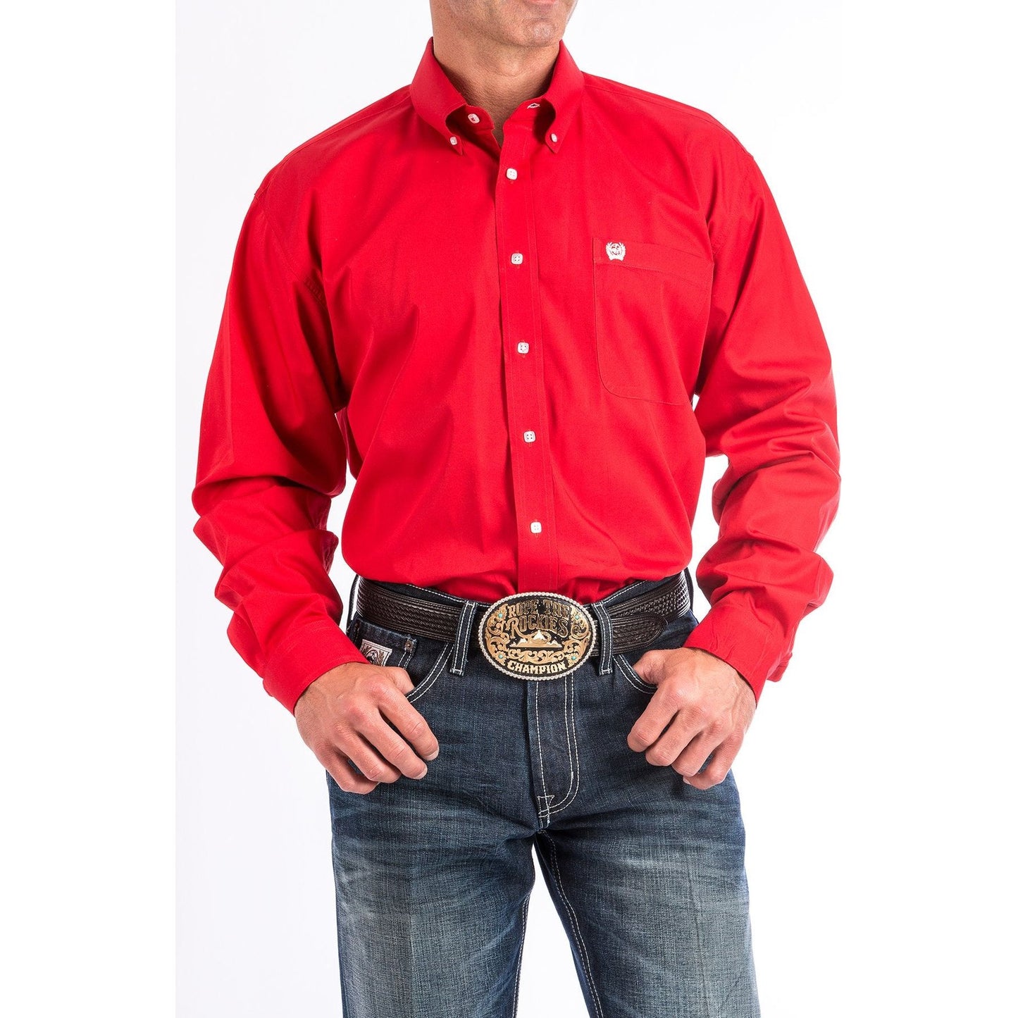 Cinch Red Button-Down Western Shirt - Crazy House Western Wear