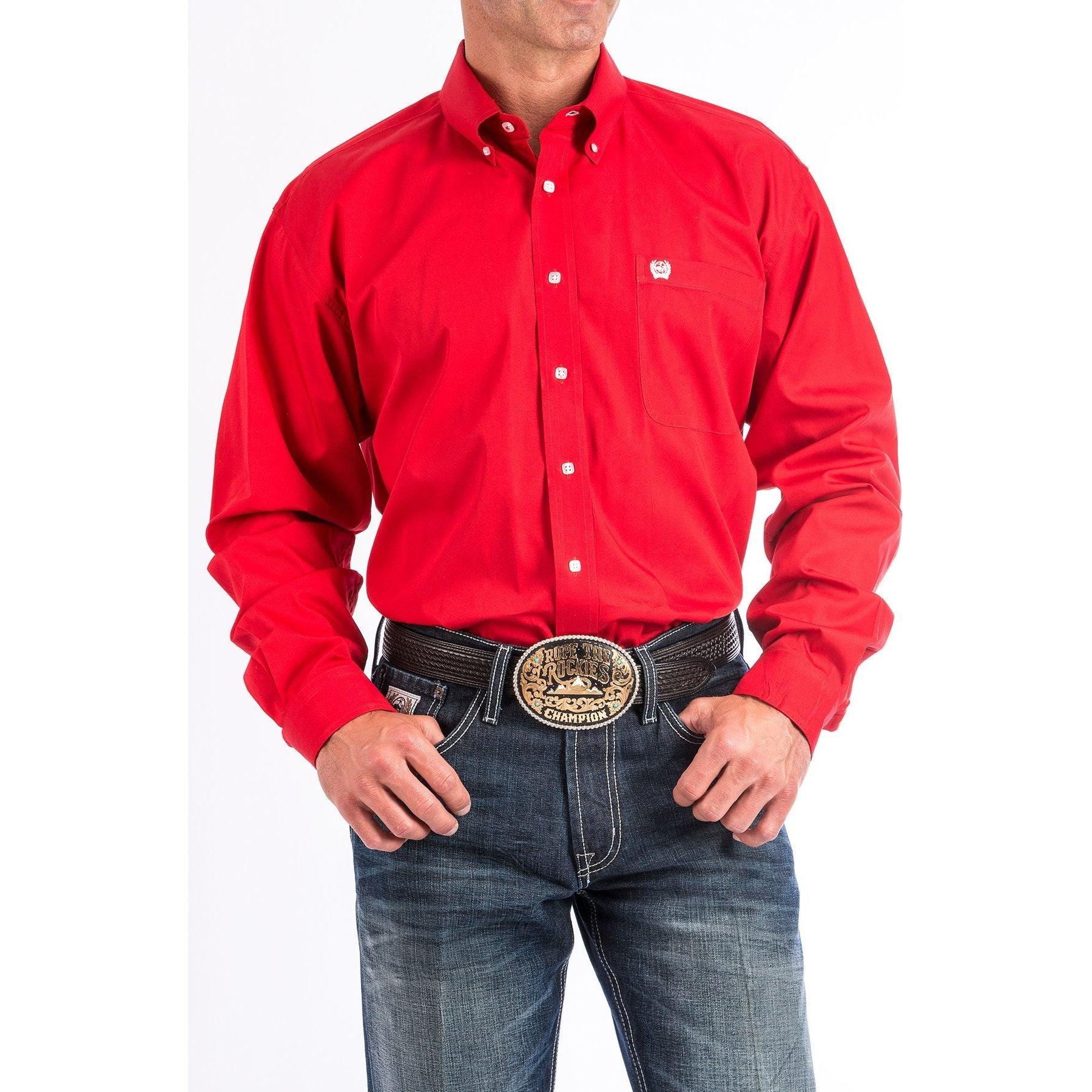 Men's Cinch Red Button-Down Western Shirt MTW1103313 - Crazy House Western Wear