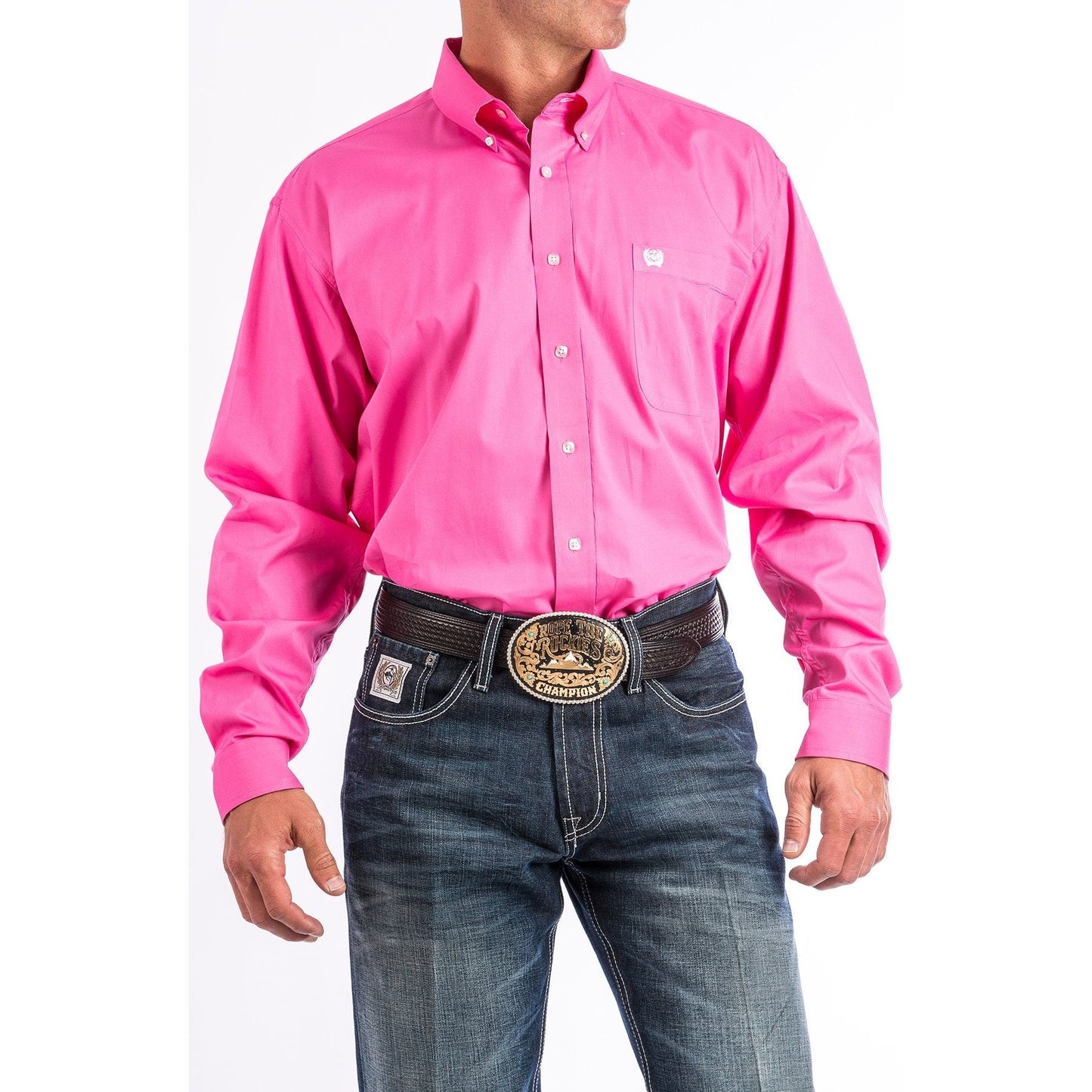 Cinch Pink Button-Down Western Shirt - Crazy House Western Wear