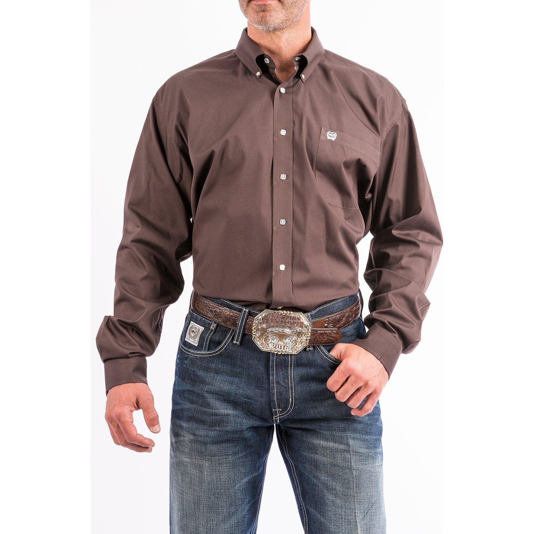 Men's Cinch Brown Button-Down Western Shirt MTW1104236 - Crazy House Western Wear
