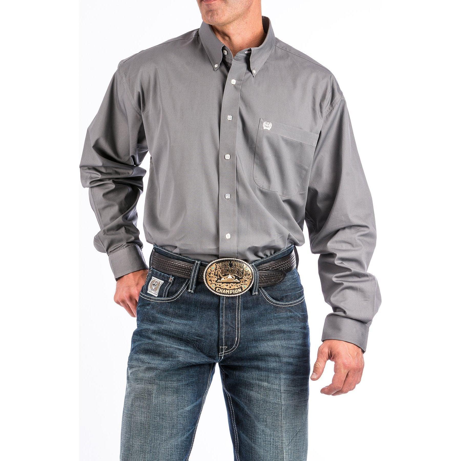 Men's Cinch Gray Button-Down Western Shirt MTW1104238 - Crazy House Western Wear