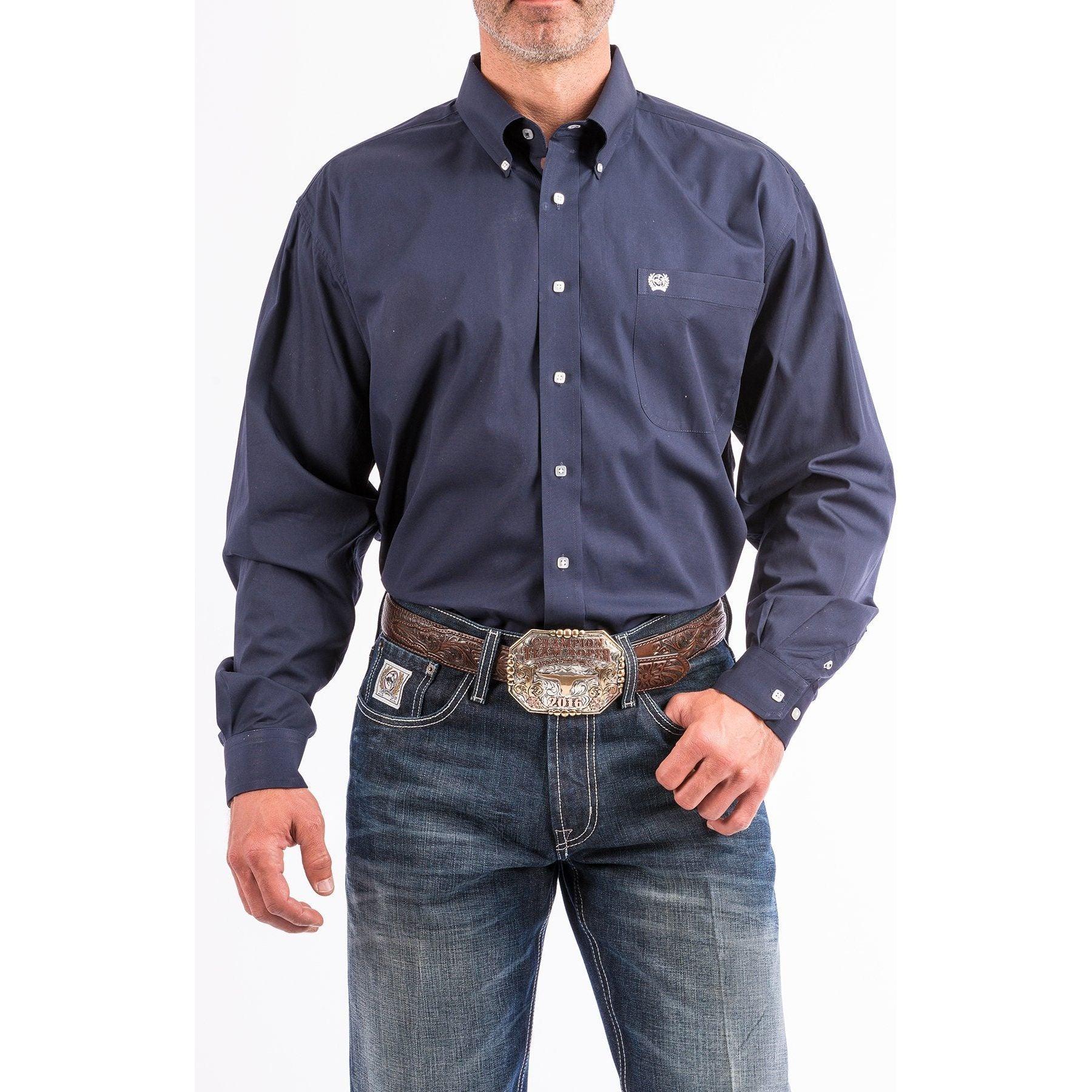 Men's Cinch Navy Button-Down Western Shirt MTW1104667 - Crazy House Western Wear