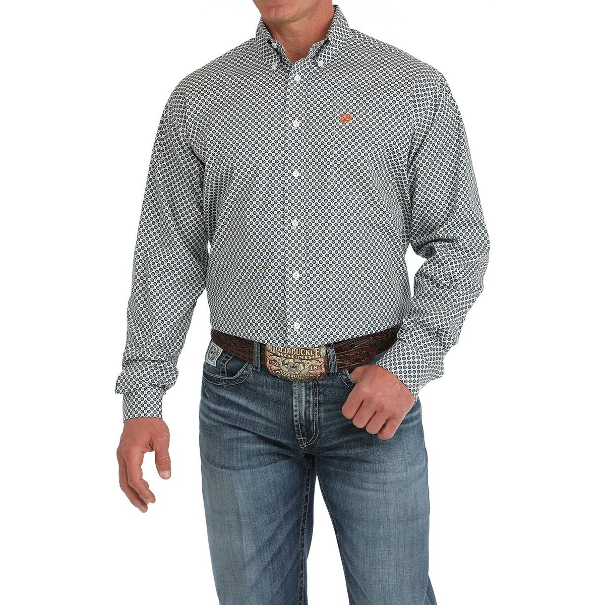 Men's Cinch Geometric Print Button-Down Western Shirt MTW1105885 - Crazy House Western Wear