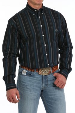 Cinch Vintage Striped Print Button-Down Western Shirt