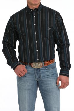 Cinch Vintage Striped Print Button-Down Western Shirt