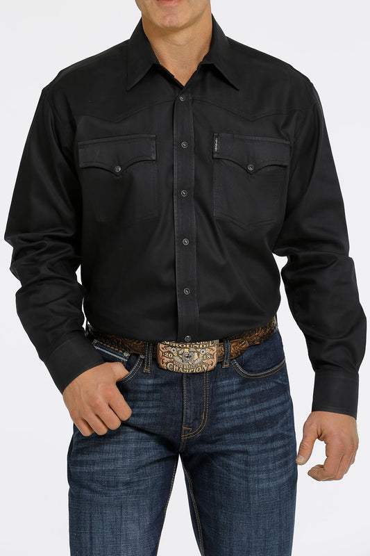 Cinch Black Herringbone Snap Western Shirt - Crazy House Western Wear