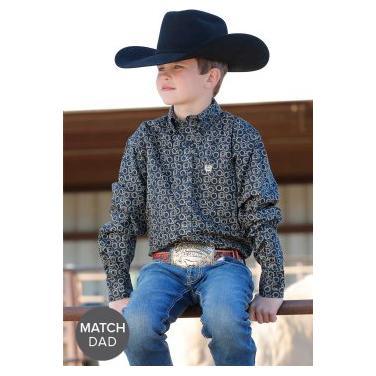 Cinch Rope Print Button-Down Western Shirt - Crazy House Western Wear