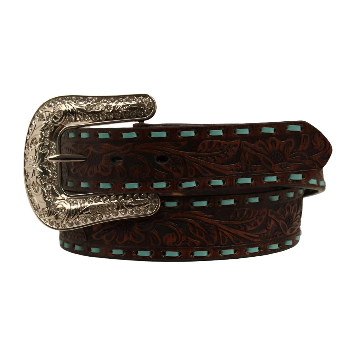 Nocona Turquoise Buck Stitch Belt - Crazy House Western Wear