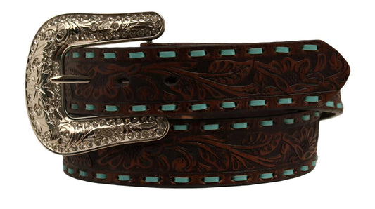 Nocona Turquoise Buck Stitch Belt - Crazy House Western Wear