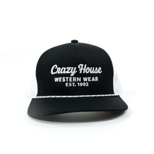 Crazy House White and Black Snapback Cap