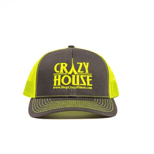 Grey and Neon Green Snapback with Crazy House Stitching