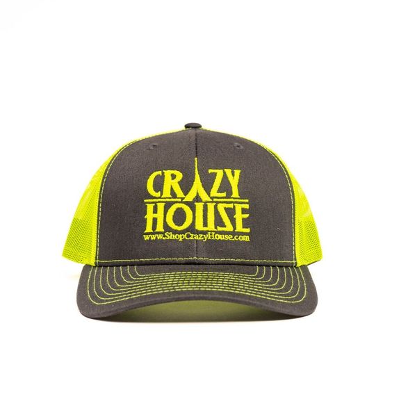 Grey and Neon Green Snapback with Crazy House Stitching - Crazy House Western Wear