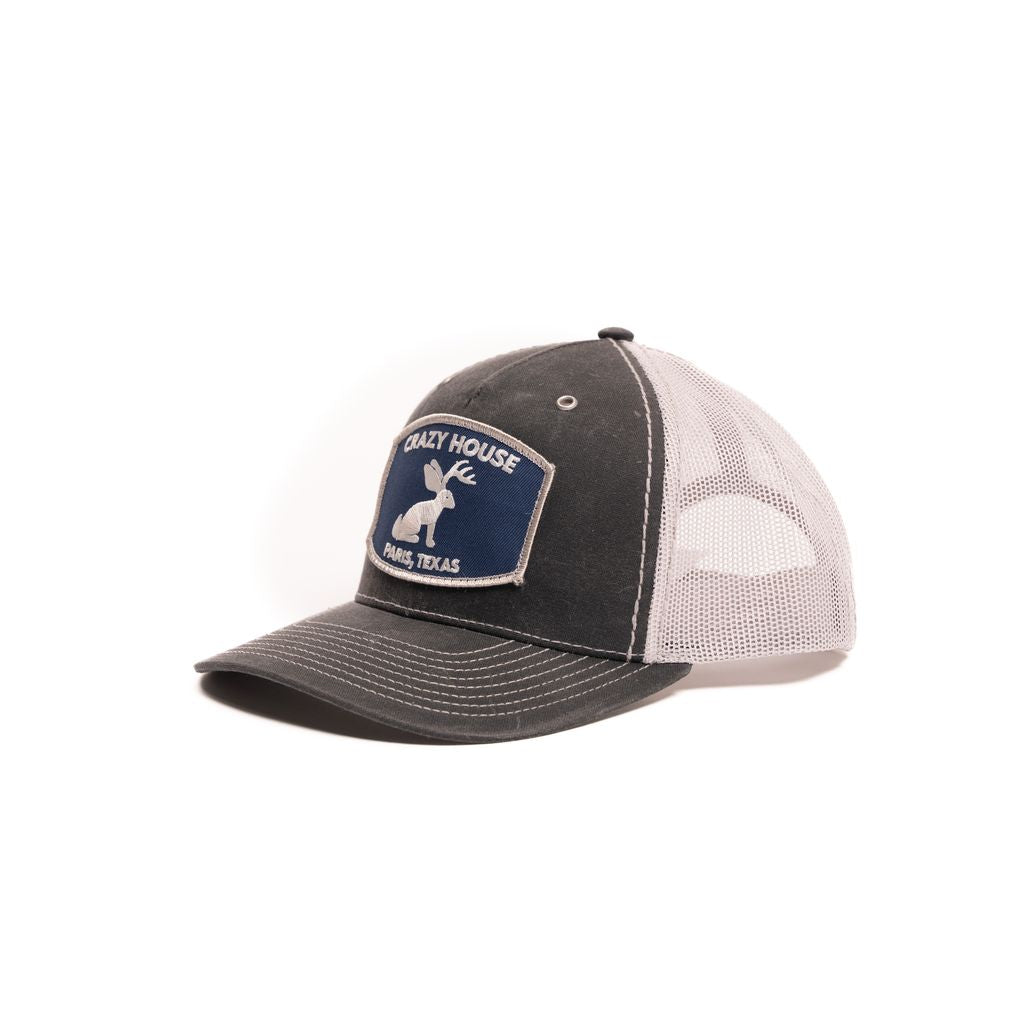 Crazy House Unisex Mesh Grey Cap with Jackelope Patch - Crazy House Western Wear
