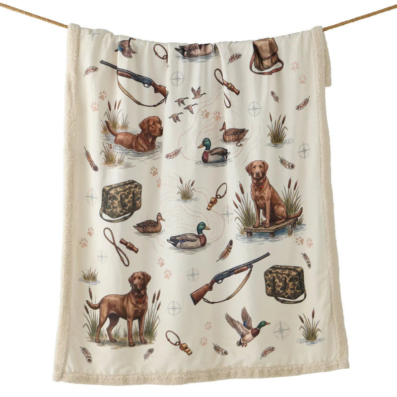 HiEnd Duck Camp Campfire Sherpa Throw Blanket CF2693TH-OS-OC