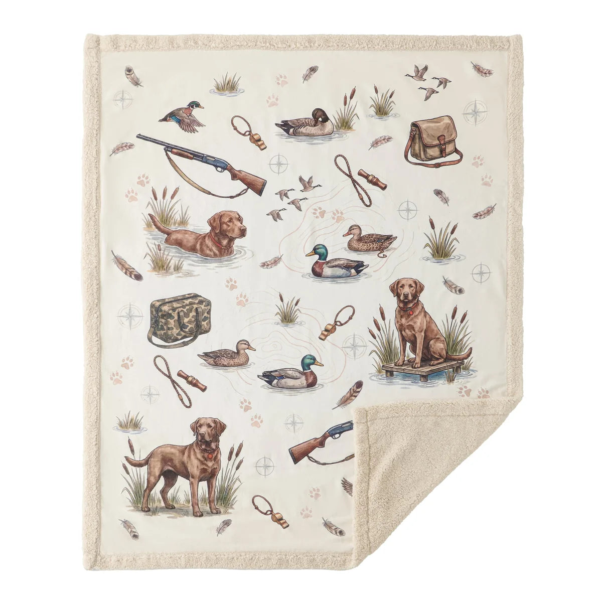 HiEnd Duck Camp Campfire Sherpa Throw Blanket CF2693TH-OS-OC