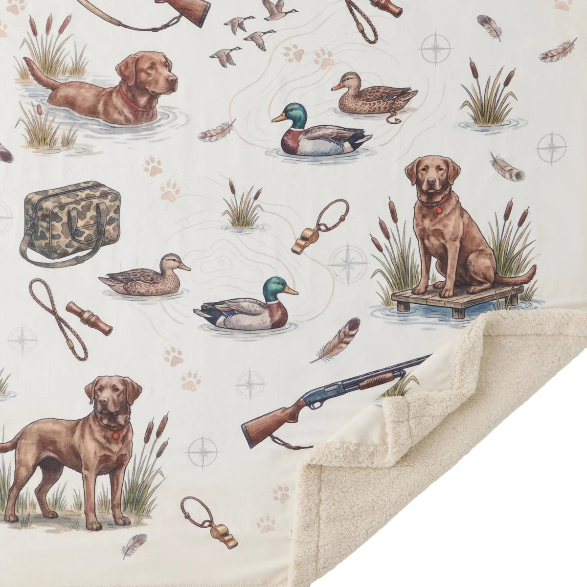 HiEnd Duck Camp Campfire Sherpa Throw Blanket CF2693TH-OS-OC