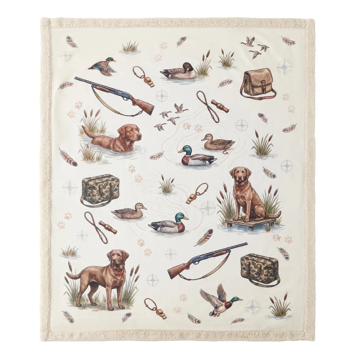 HiEnd Duck Camp Campfire Sherpa Throw Blanket CF2693TH-OS-OC