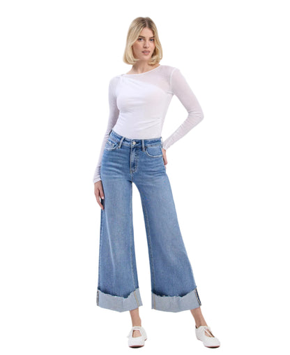 Vervet High Rise Cuffed Extreme Wide Leg Jeans