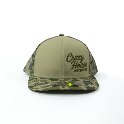 Crazy House Camo and Tan Snapback Cap