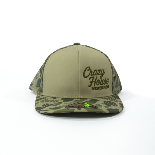 Crazy House Camo and Tan Snapback Cap