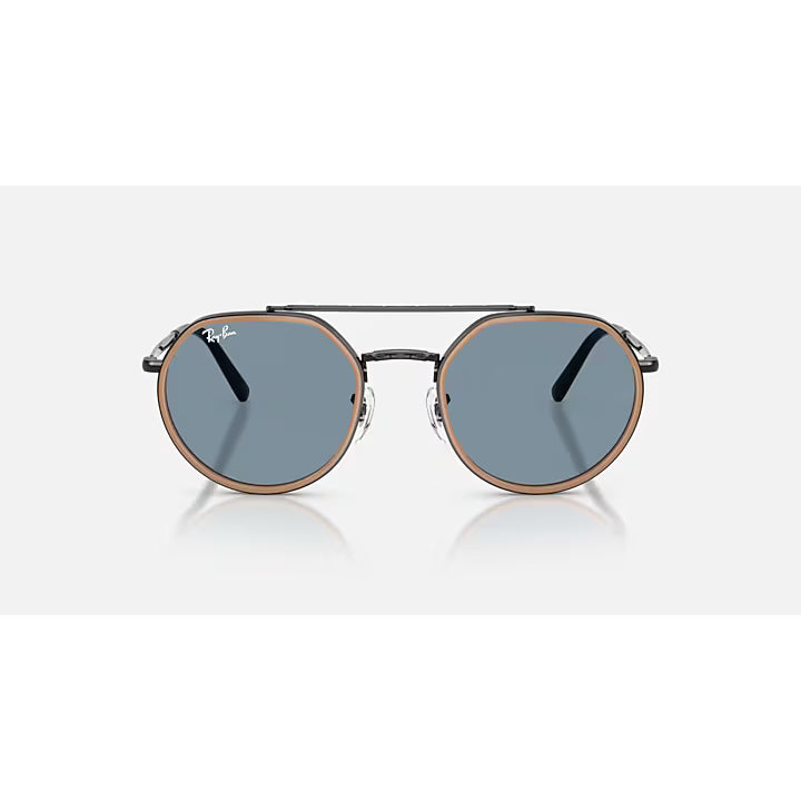 Ray-Ban Circle Polished Black Frame Sunglasses with Blue Lenses 0RB3765-9279R553