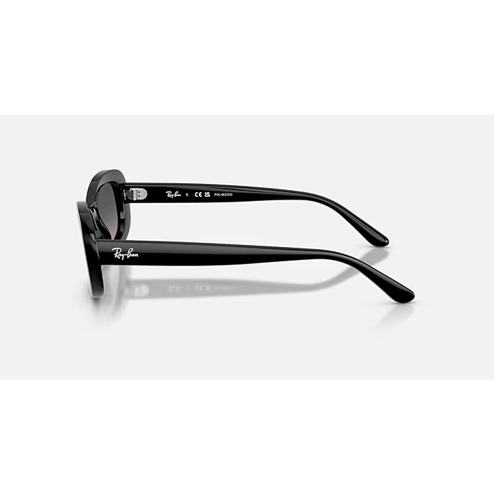 Ray-Ban Polished Black Oval Sunglasses with Gradient Gray Polarized Lenses 0RB2221-901-M356