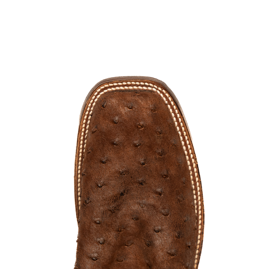 Rios Cigar Suede Full Quill Ostrich with 13" Cognac Lava Top - Crazy House Western Wear